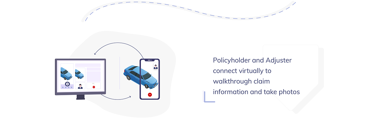 Policyholder and Adjuster connect virtually to walkthrough claim information and take photos